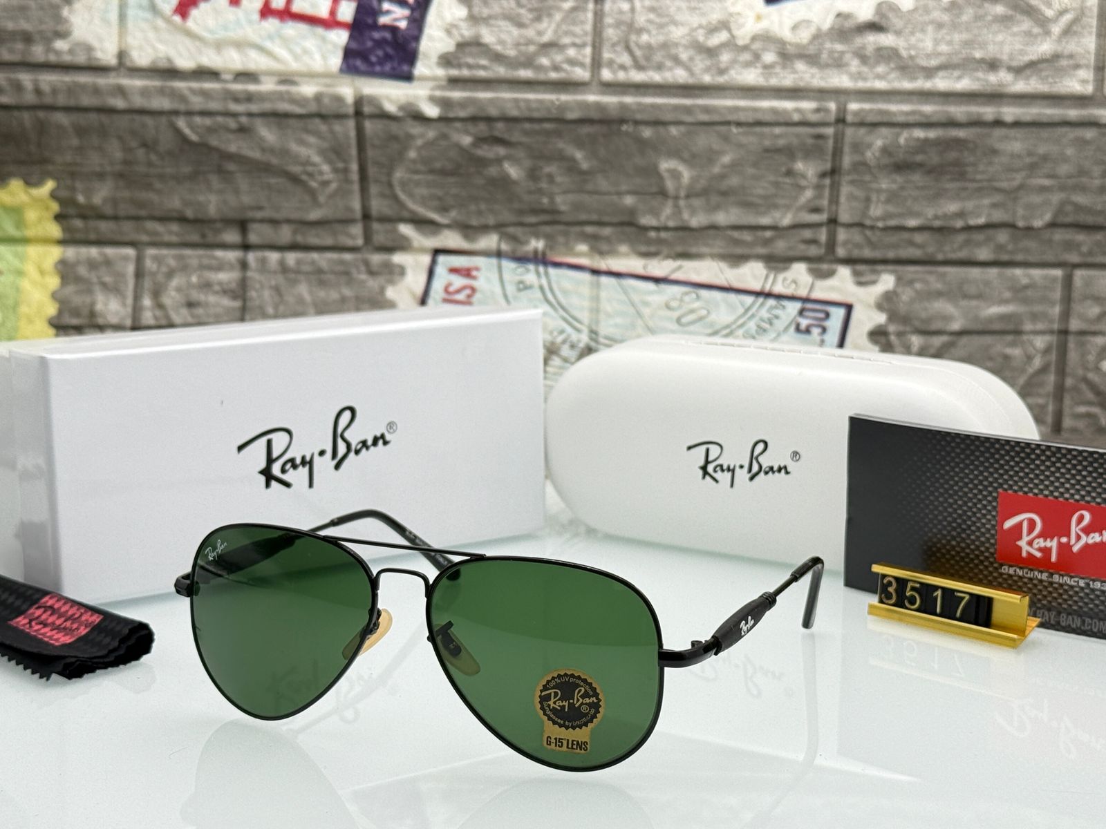 Buy First Copy Ray-Ban Aviator Men's Sunglasses – close-up showing authentic design. Cash on Delivery available, Free shipping across India, Pan India delivery, UV400 protection lenses