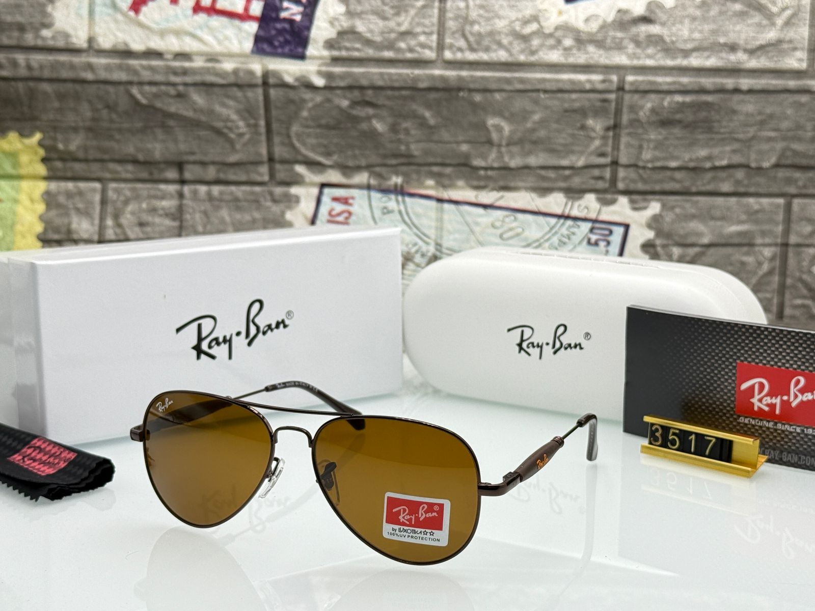 Buy First Copy Ray-Ban Aviator Men's Sunglasses – back view showing authentic design. Cash on Delivery available, Free shipping across India, Pan India delivery, UV400 protection lenses