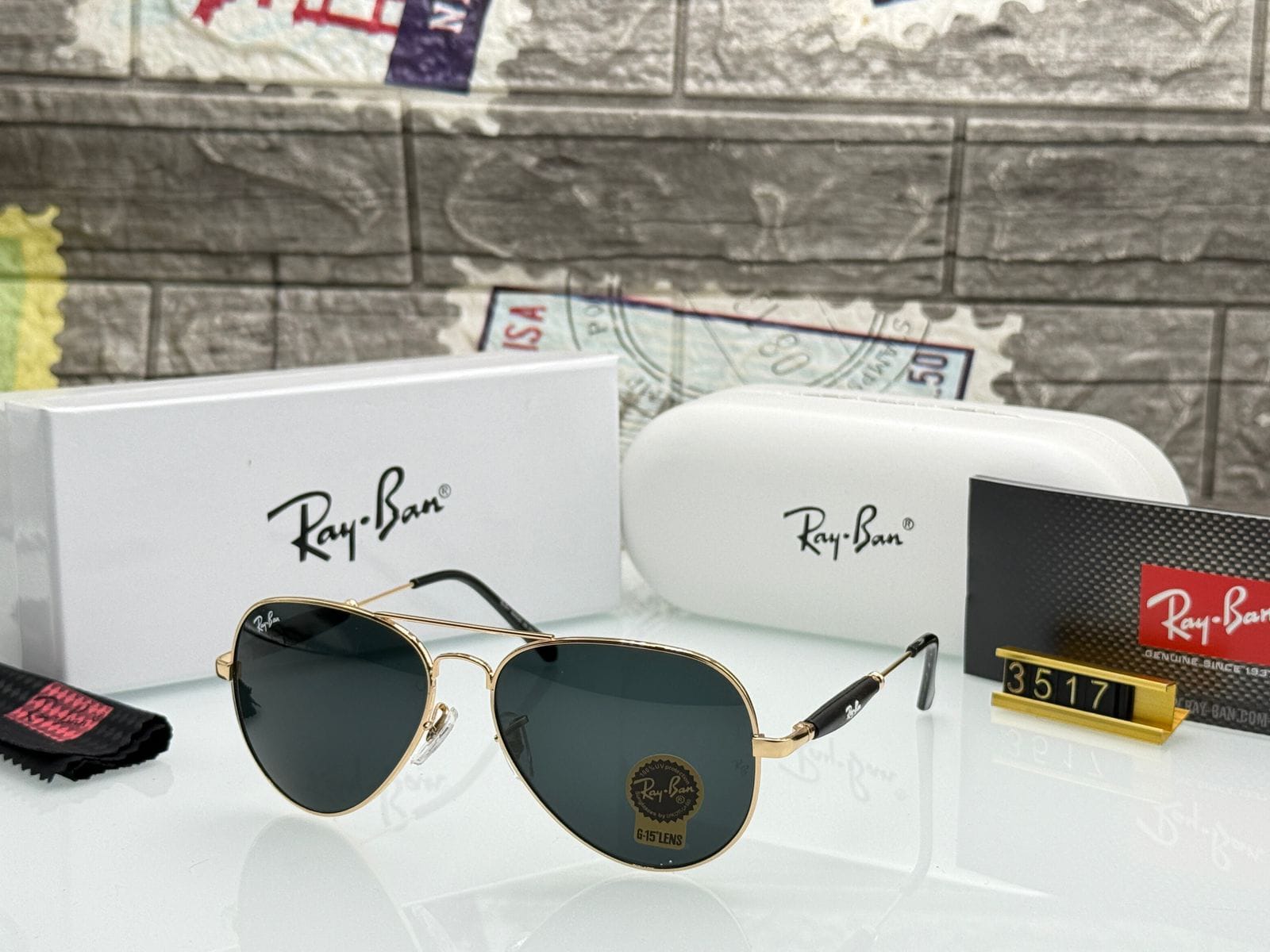 Buy First Copy Ray-Ban Aviator Men's Sunglasses – side view showing authentic design. Cash on Delivery available, Free shipping across India, Pan India delivery, UV400 protection lenses