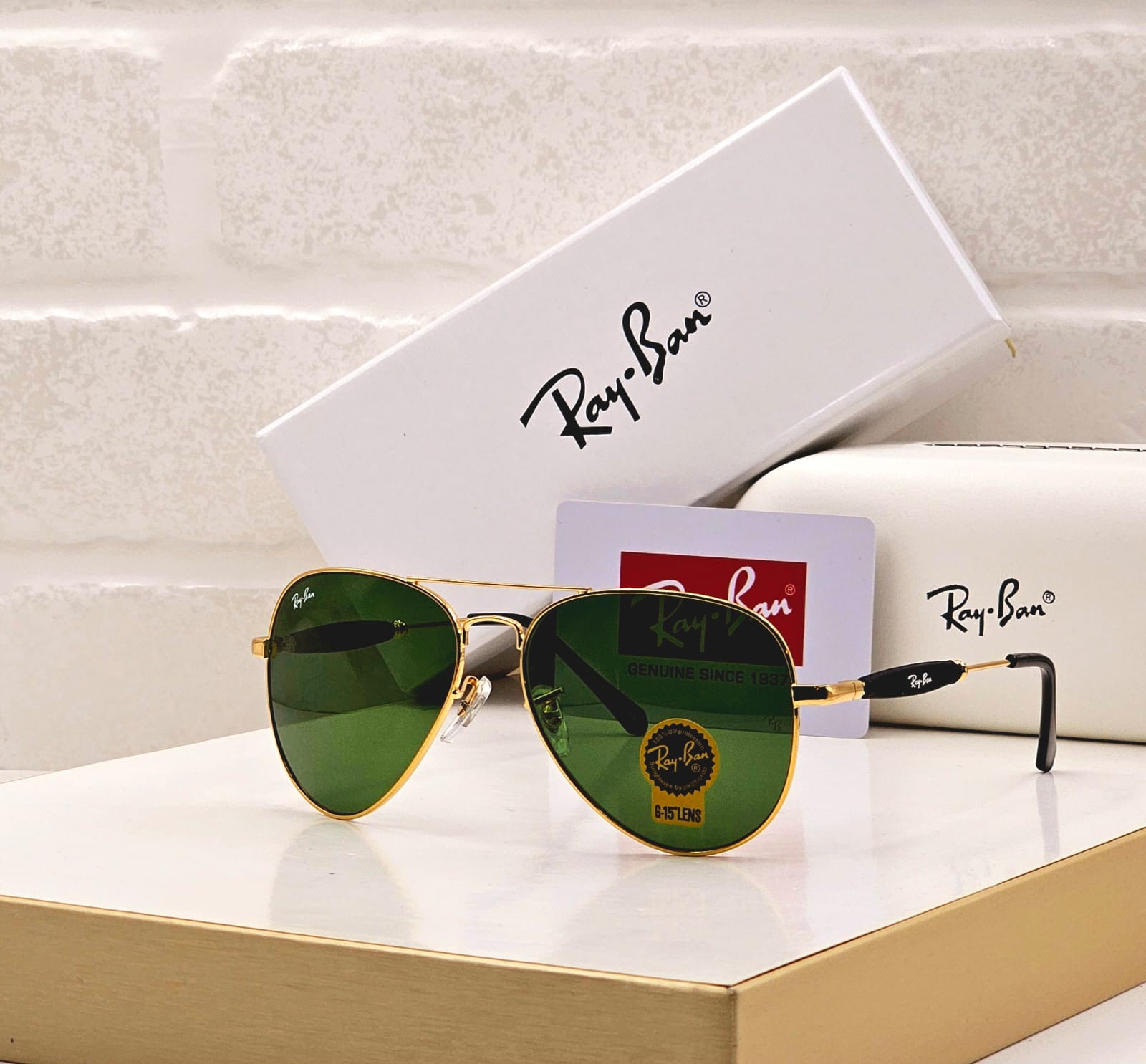 Buy First Copy Ray-Ban Aviator Men's Sunglasses – detail shot showing authentic design. Cash on Delivery available, Free shipping across India, Pan India delivery, UV400 protection lenses