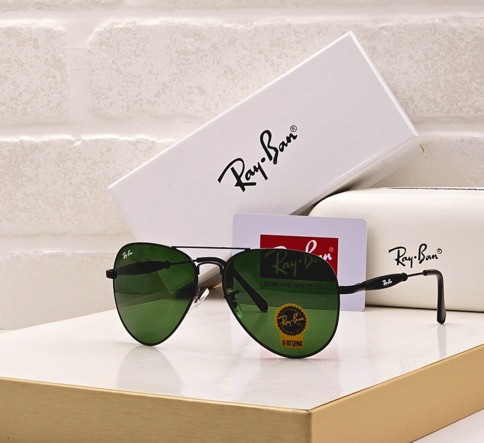 Buy First Copy Ray-Ban Aviator Men's Sunglasses – packaging showing authentic design. Cash on Delivery available, Free shipping across India, Pan India delivery, UV400 protection lenses