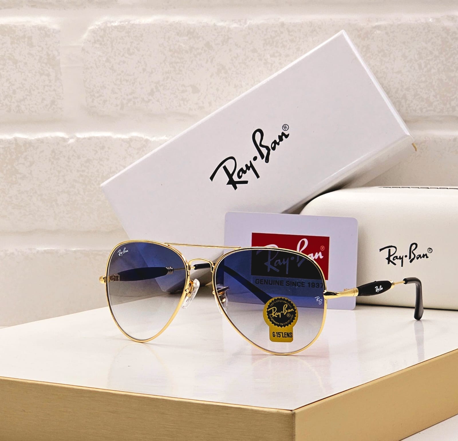 Buy First Copy Ray-Ban Aviator Men's Sunglasses – close-up showing authentic design. Cash on Delivery available, Free shipping across India, Pan India delivery, UV400 protection lenses
