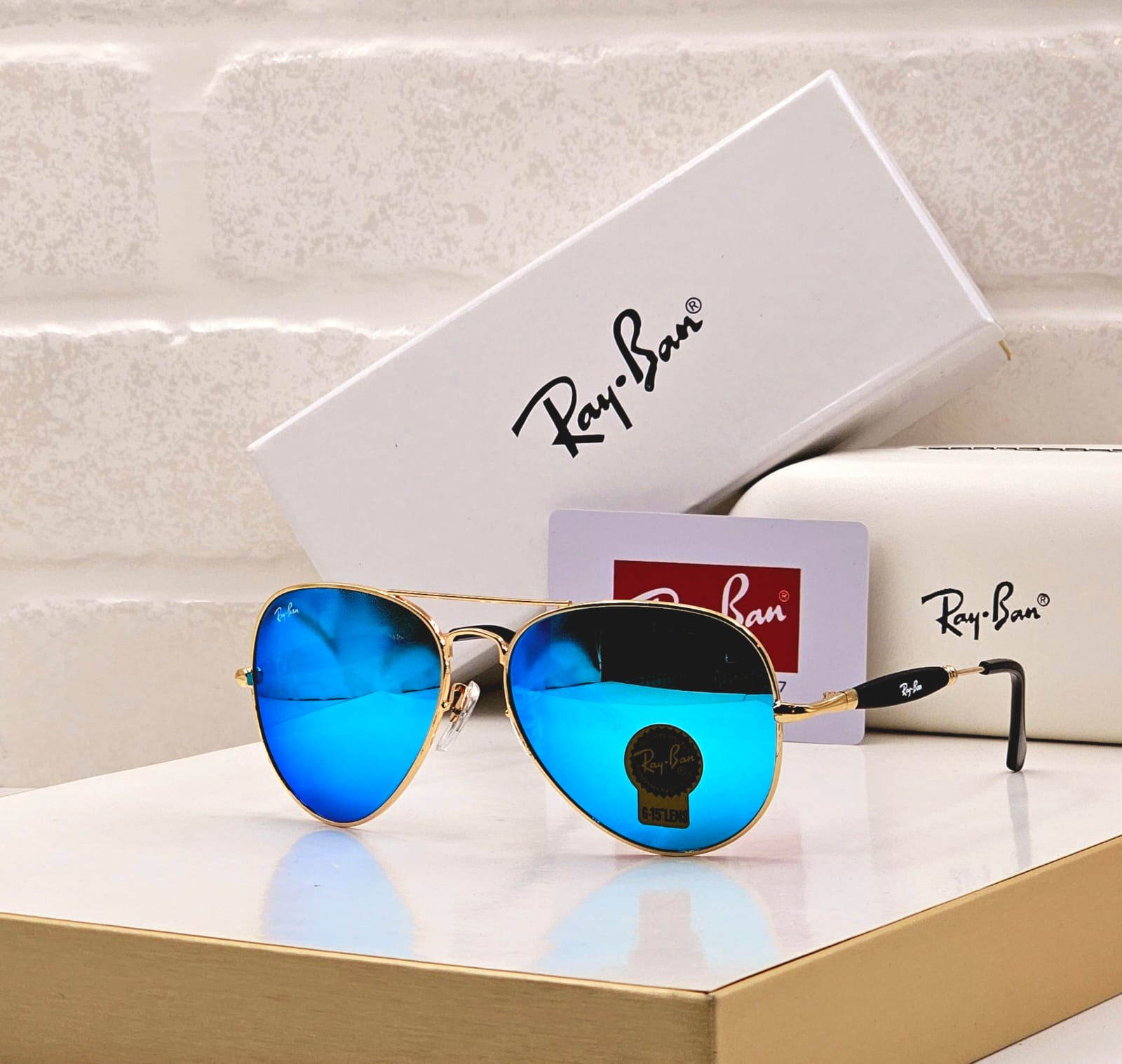 Buy First Copy Ray-Ban Aviator Men's Sunglasses – back view showing authentic design. Cash on Delivery available, Free shipping across India, Pan India delivery, UV400 protection lenses