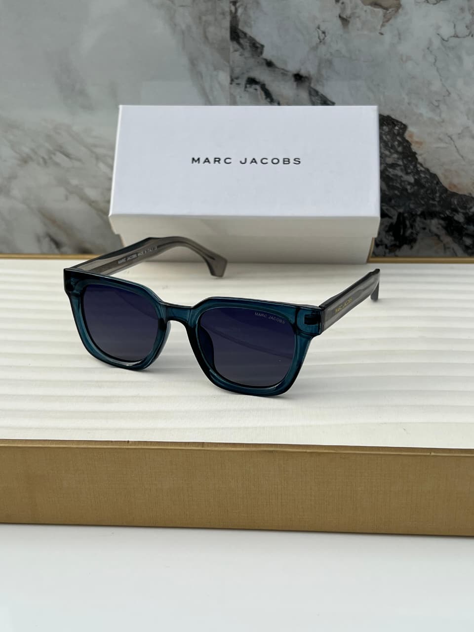 Buy First Copy Marc Jacobs Blue Transparent Square Unisex Sunglasses - Master Quality 7A Mirror at Lowest Price Online India