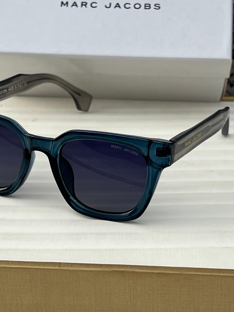 Buy First Copy Marc Jacobs Blue Transparent Square Unisex Sunglasses - Master Quality 7A Mirror at Lowest Price Online India