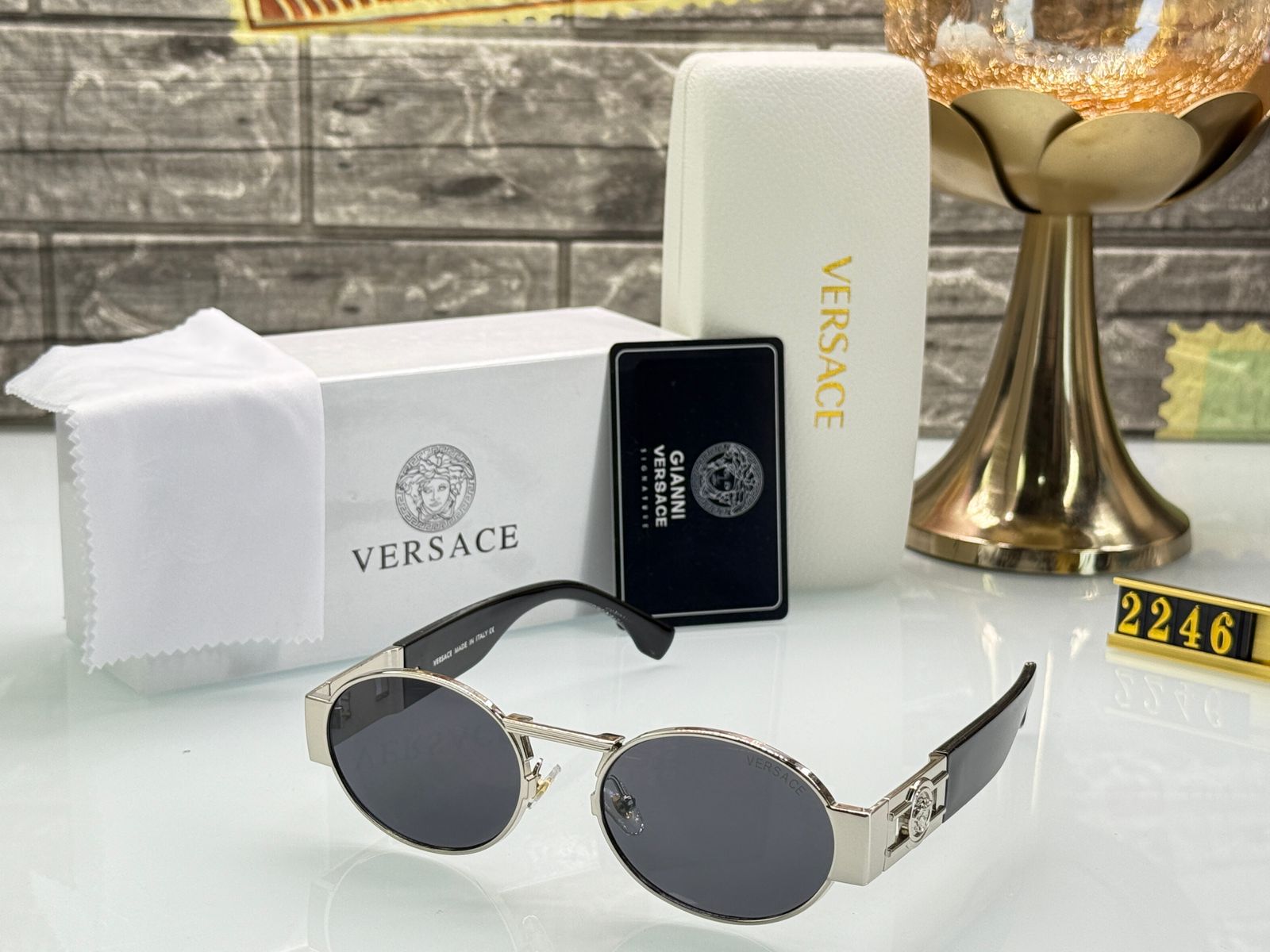 Buy First Copy Versace Oval Metal Unisex Sunglasses - Master Quality 7A Mirror at Lowest Price Online India
