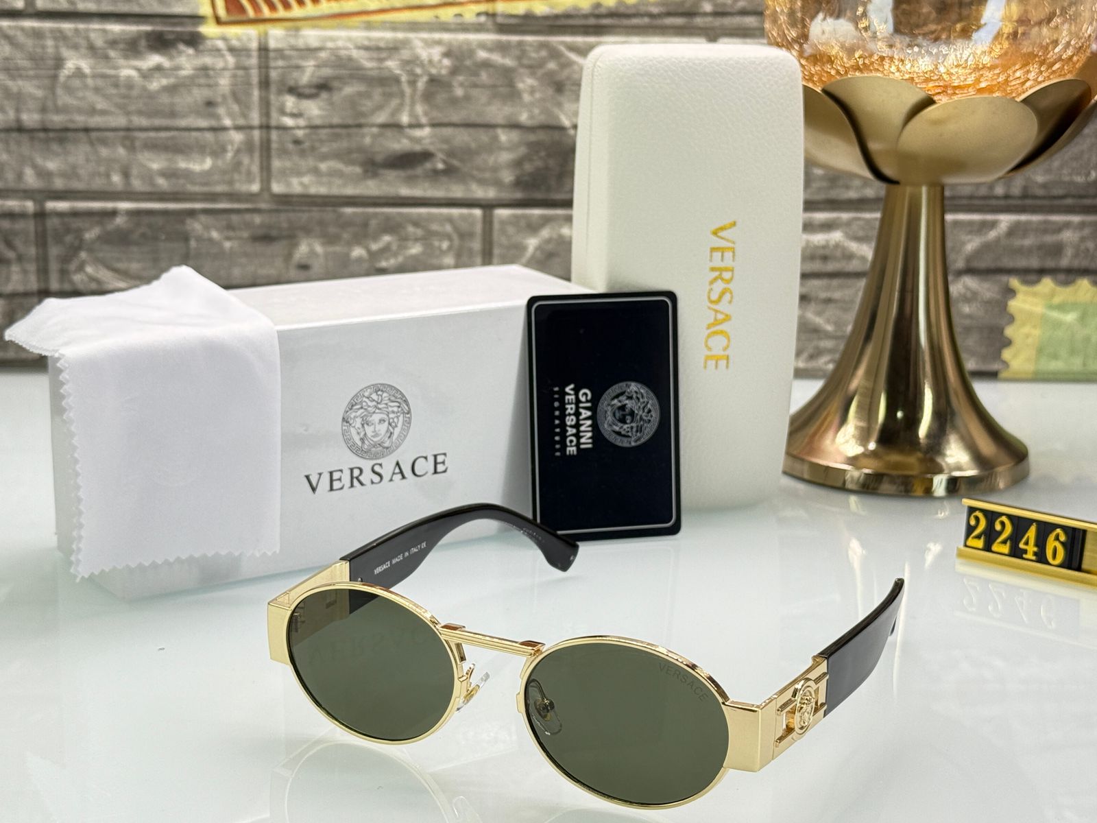 Buy First Copy Versace Oval Metal Unisex Sunglasses - Master Quality 7A Mirror at Lowest Price Online India