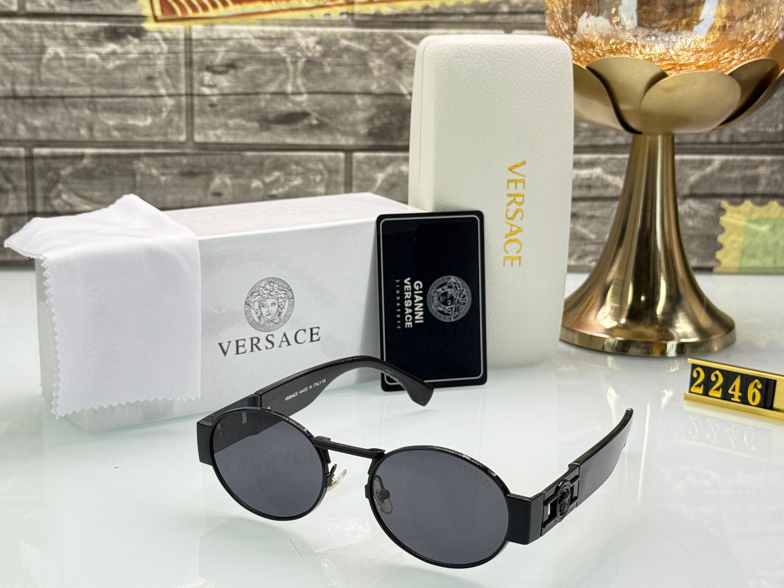 Buy First Copy Versace Oval Metal Unisex Sunglasses - Master Quality 7A Mirror at Lowest Price Online India