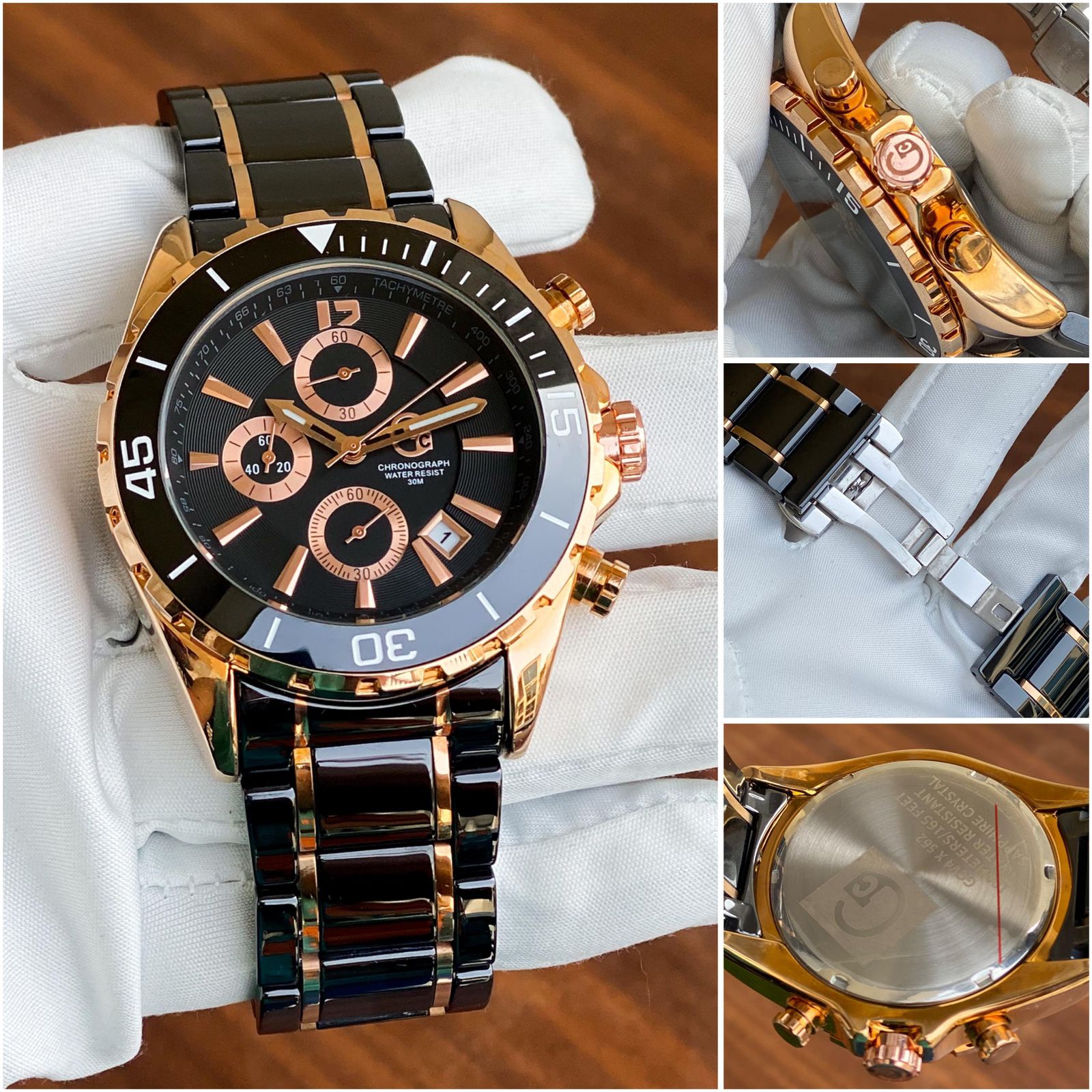 Buy First Copy Gc Black Ceramic Chain Chronograph 44mm Swiss Made Quartz Movement Water resistant Men’s Watch - Master Quality 7A Mirror at Lowest Price Online India