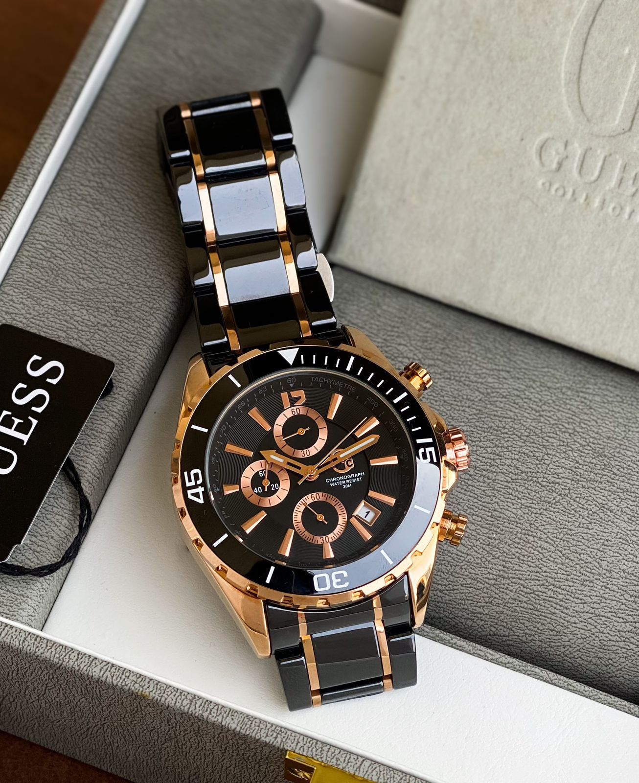 Buy First Copy Gc Black Ceramic Chain Chronograph 44mm Swiss Made Quartz Movement Water resistant Men’s Watch - Master Quality 7A Mirror at Lowest Price Online India