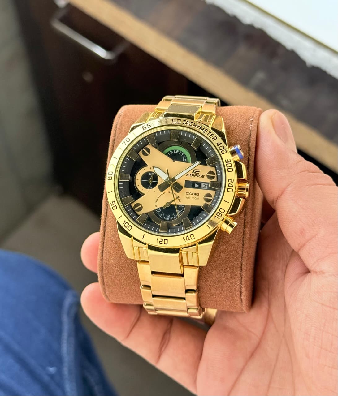 Buy First Copy Casio Edifice EFR 540 Gold Men’s Chronograph Watch 43mm - Master Quality 7A Mirror at Lowest Price Online India
