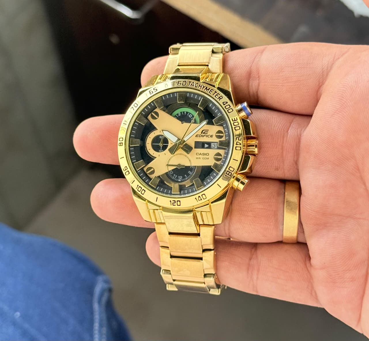 Buy First Copy Casio Edifice EFR 540 Gold Men’s Chronograph Watch 43mm - Master Quality 7A Mirror at Lowest Price Online India