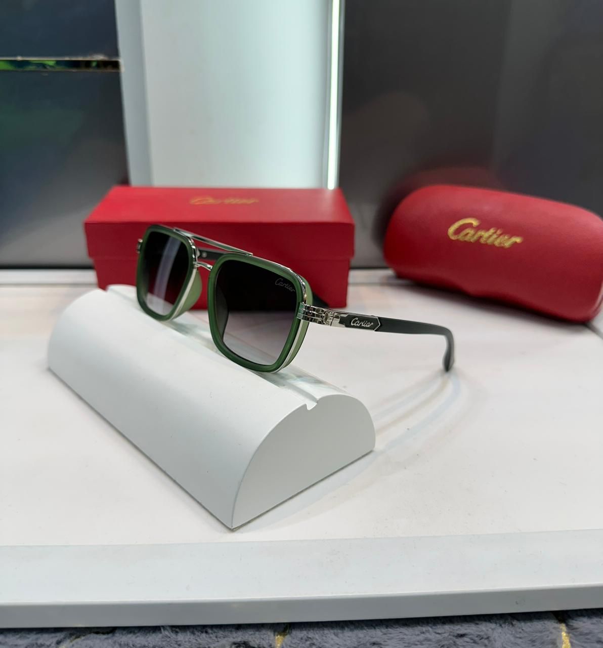Buy First Copy Cartier Green Square Acetate Frame Men’s Sunglasses - Master Quality 7A Mirror at Lowest Price Online India