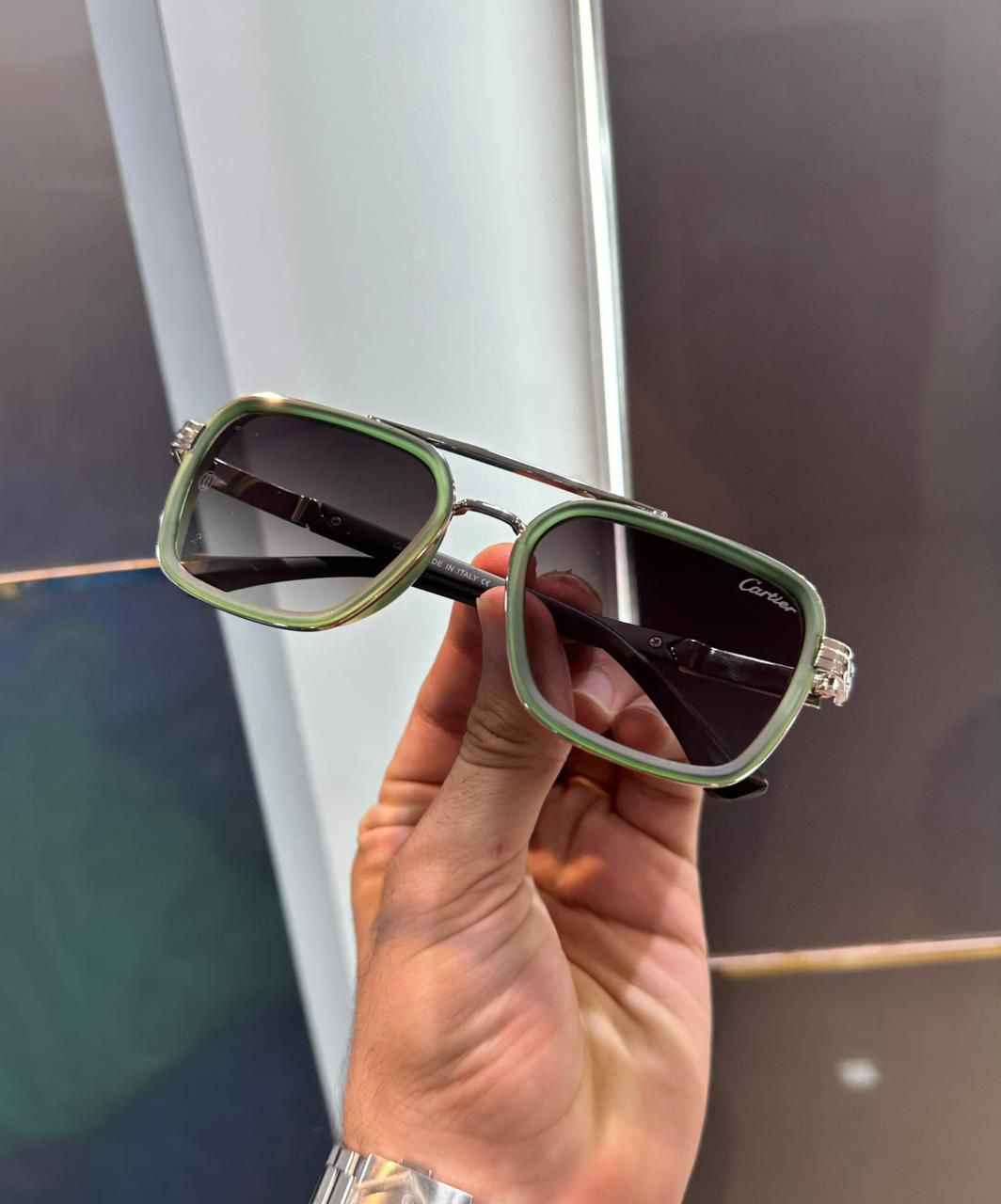 Buy First Copy Cartier Green Square Acetate Frame Men’s Sunglasses - Master Quality 7A Mirror at Lowest Price Online India