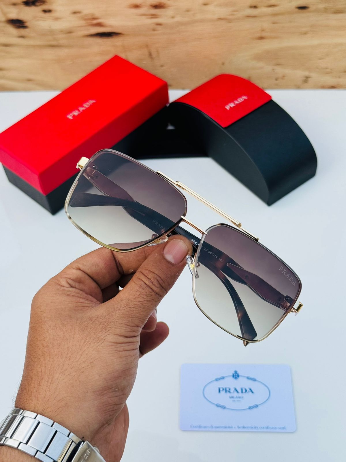 Buy First Copy Prada Square Aviator Unisex Sunglasses - Master Quality 7A Mirror at Lowest Price Online India