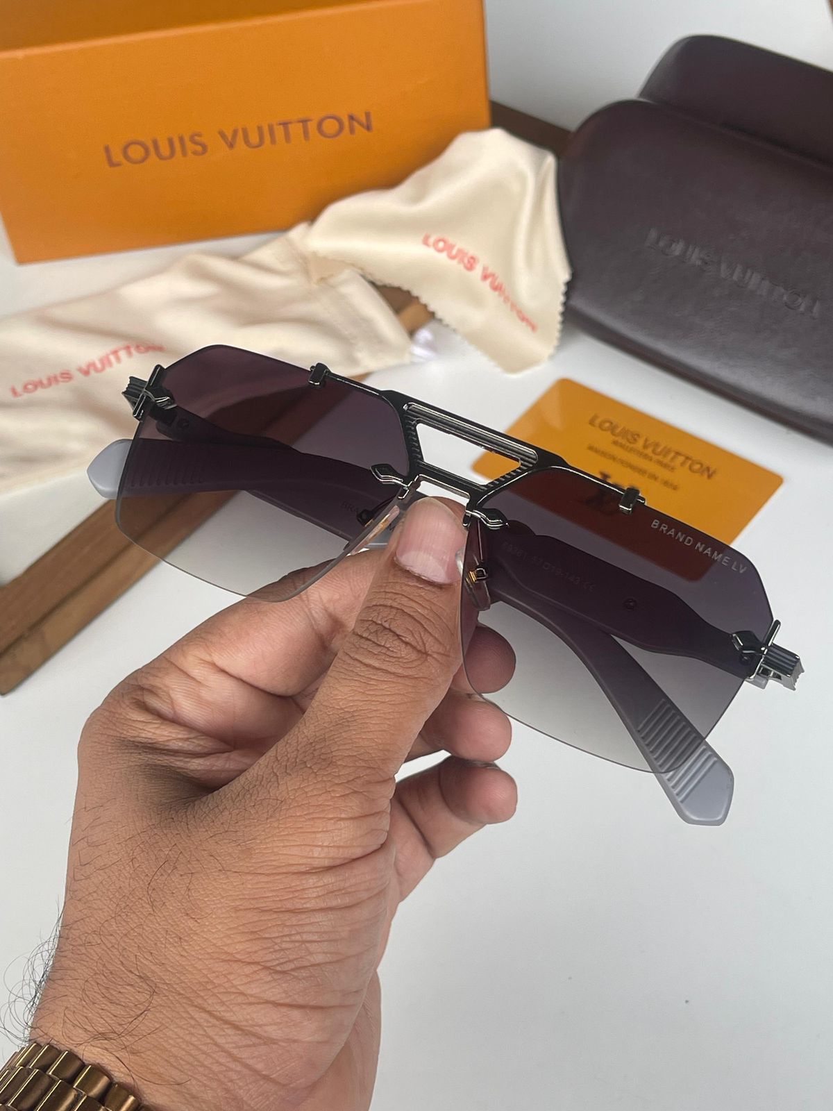 Buy First Copy Louis Vuitton Rimless Unisex Shield Sunglasses - Master Quality 7A Mirror at Lowest Price Online India