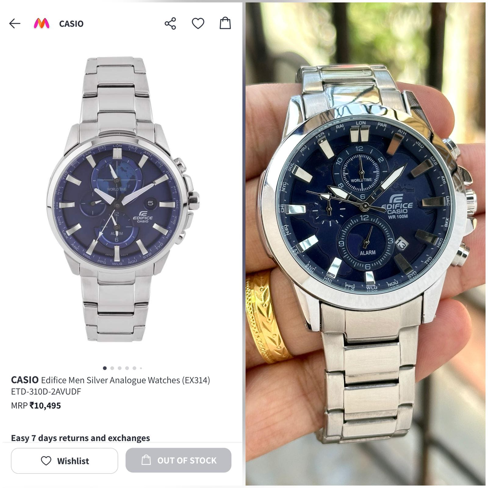 Buy First Copy Casio Edifice EFR 303 World Map Series Men’s Chronograph Watch - Master Quality 7A Mirror at Lowest Price Online India