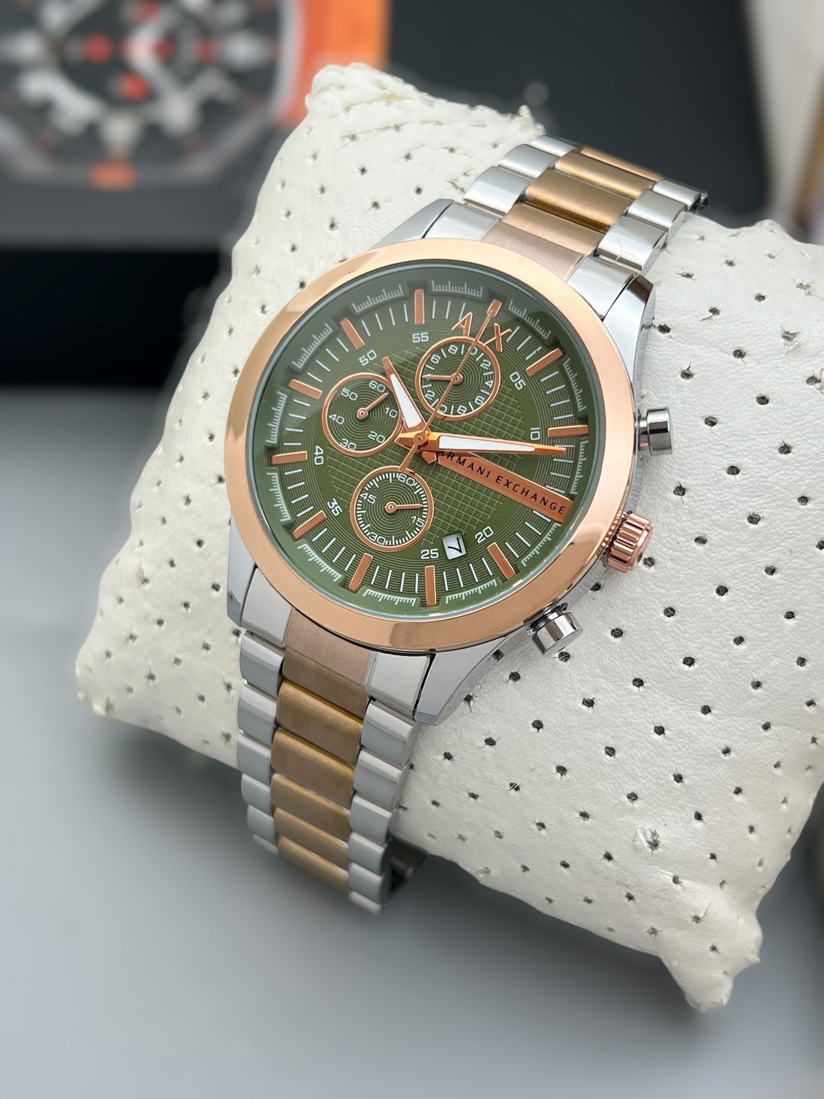 Buy First Copy Emporio Armani Exchange Stainless Steel Chronograph 44mm Quartz Movement Men’s Watch - Master Quality 7A Mirror at Lowest Price Online India