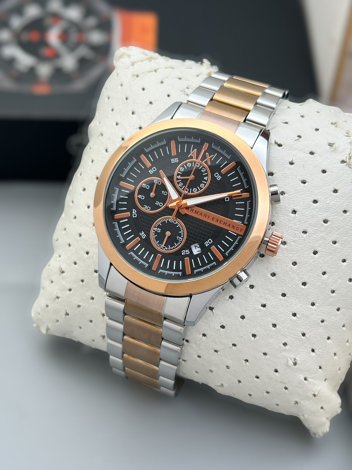 Buy First Copy Emporio Armani Exchange Stainless Steel Chronograph 44mm Quartz Movement Men’s Watch - Master Quality 7A Mirror at Lowest Price Online India