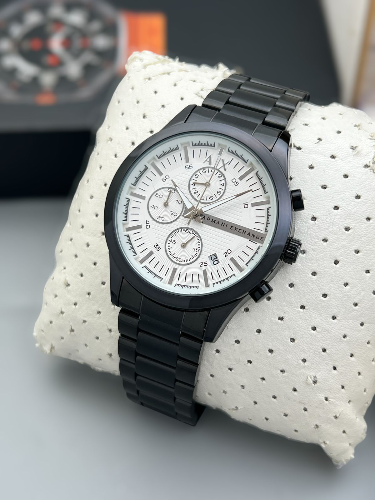 Buy First Copy Emporio Armani Exchange Stainless Steel Chronograph 44mm Quartz Movement Men’s Watch - Master Quality 7A Mirror at Lowest Price Online India