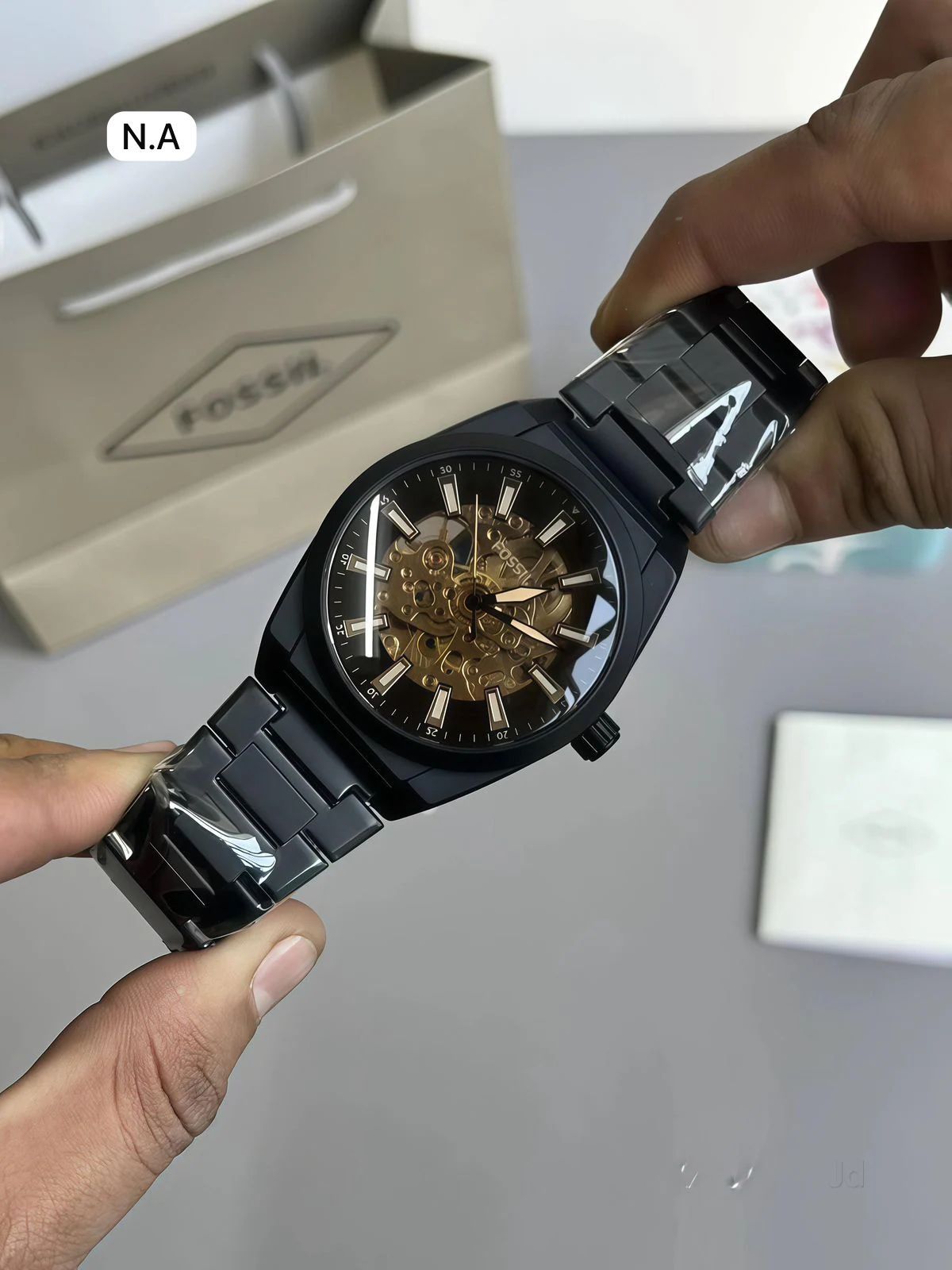 Buy First Copy Fossil Everett ME3220 Skeleton Stainless Steel Black 42mm Automatic Men’s Watch - Master Quality 7A Mirror at Lowest Price Online India