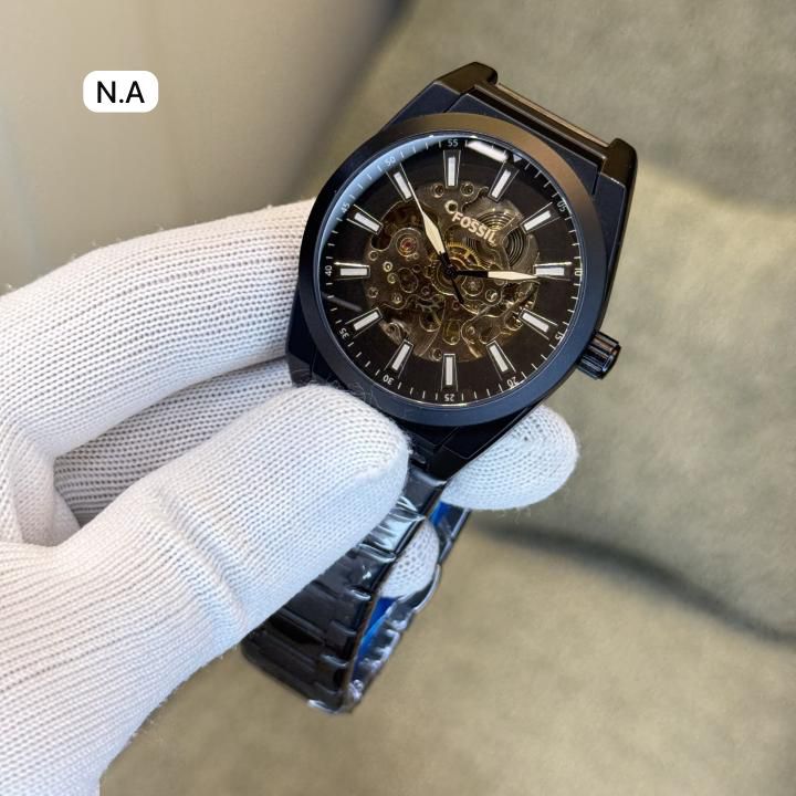 Buy First Copy Fossil Everett ME3220 Skeleton Stainless Steel Black 42mm Automatic Men’s Watch - Master Quality 7A Mirror at Lowest Price Online India
