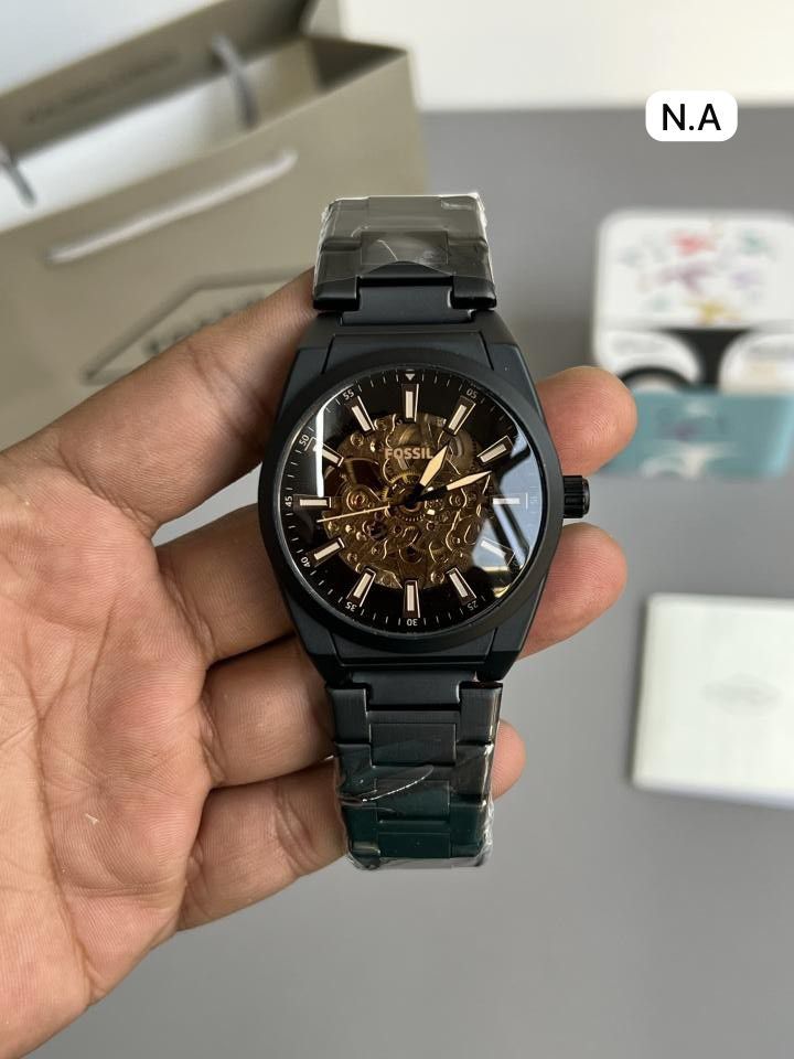 Buy First Copy Fossil Everett ME3220 Skeleton Stainless Steel Black 42mm Automatic Men’s Watch - Master Quality 7A Mirror at Lowest Price Online India