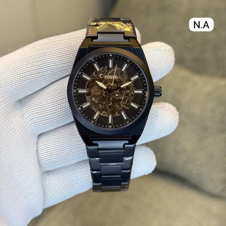 Buy First Copy Fossil Everett ME3220 Skeleton Stainless Steel Black 42mm Automatic Men’s Watch - Master Quality 7A Mirror at Lowest Price Online India