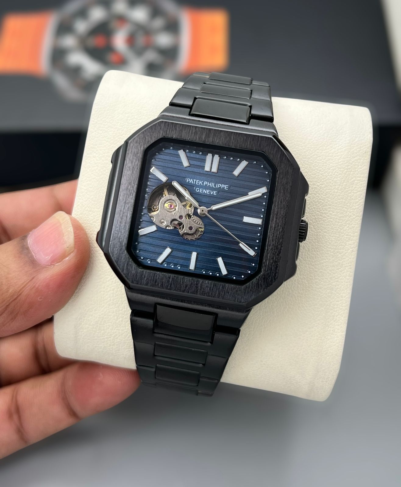 Buy First Copy Patek Philippe Nautilus Stainless Steel Skeleton Open Heart 42mm Automatic Men’s Watch - Master Quality 7A Mirror at Lowest Price Online India