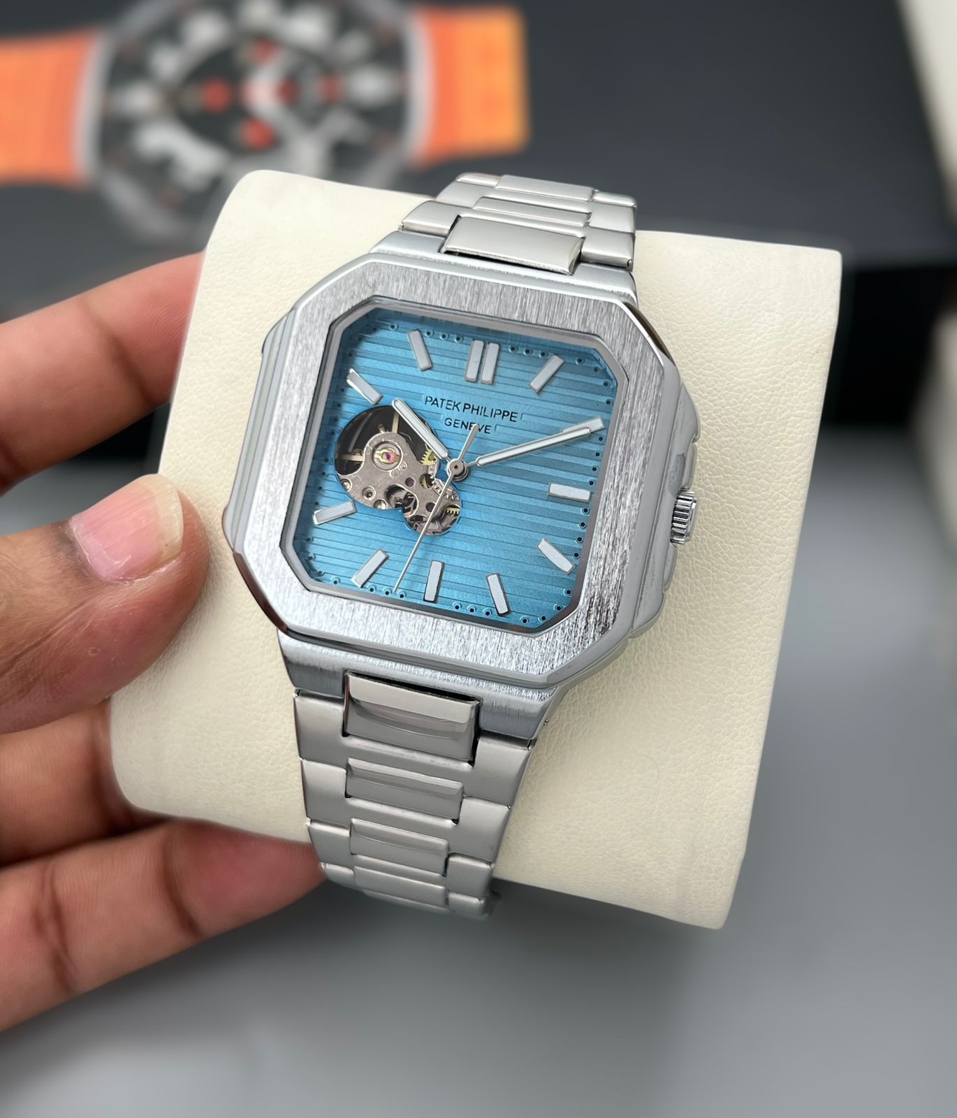 Buy First Copy Patek Philippe Nautilus Stainless Steel Skeleton Open Heart 42mm Automatic Men’s Watch - Master Quality 7A Mirror at Lowest Price Online India