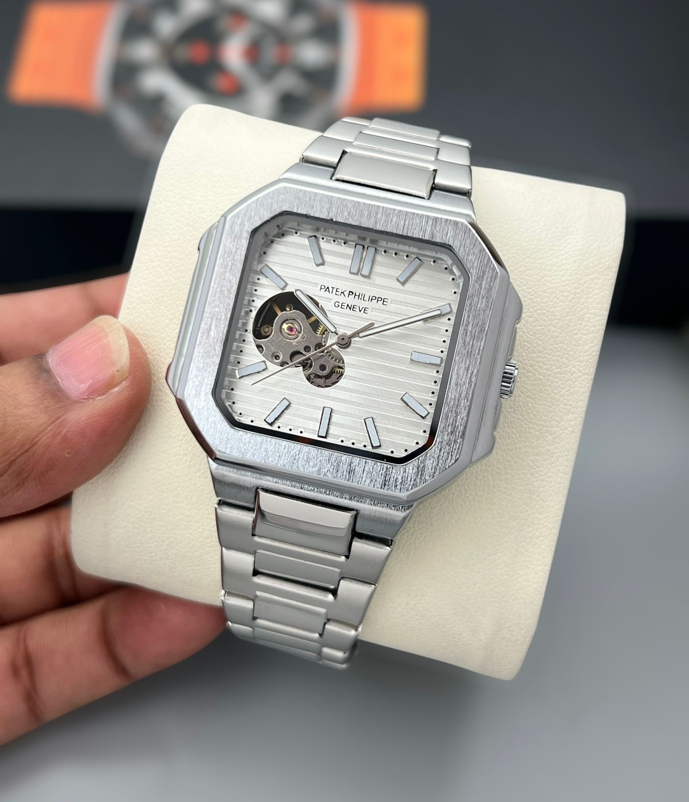 Buy First Copy Patek Philippe Nautilus Stainless Steel Skeleton Open Heart 42mm Automatic Men’s Watch - Master Quality 7A Mirror at Lowest Price Online India