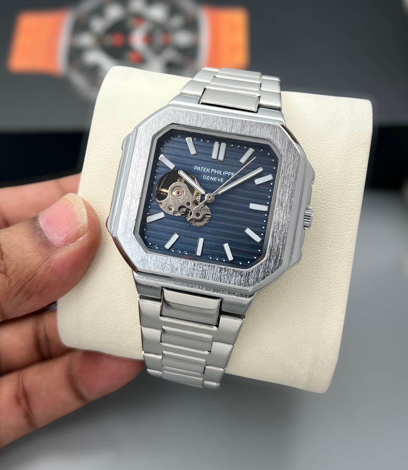 Buy First Copy Patek Philippe Nautilus Stainless Steel Skeleton Open Heart 42mm Automatic Men’s Watch - Master Quality 7A Mirror at Lowest Price Online India