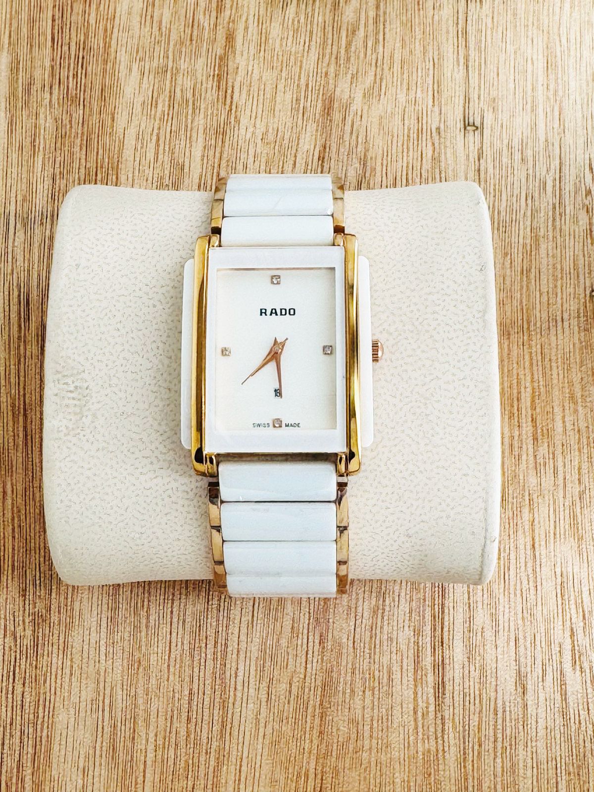 Buy First Copy Rado Integral White Ceramic Gold Rectangular 31mm Quartz Movement Men’s Watch - Master Quality 7A Mirror at Lowest Price Online India