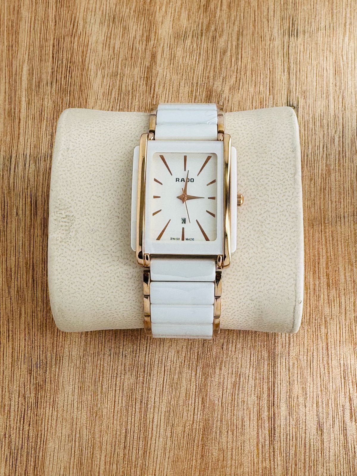 Buy First Copy Rado Integral White Ceramic Gold Rectangular 31mm Quartz Movement Men’s Watch - Master Quality 7A Mirror at Lowest Price Online India