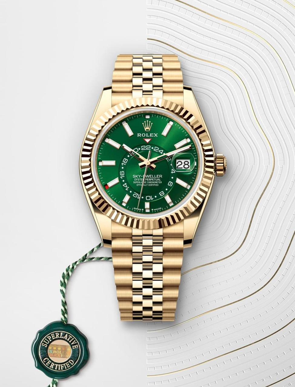 Buy First Copy Rolex Sky-Dweller Green Dial 42mm Automatic Men’s Watch - Master Quality 7A Mirror at Lowest Price Online India