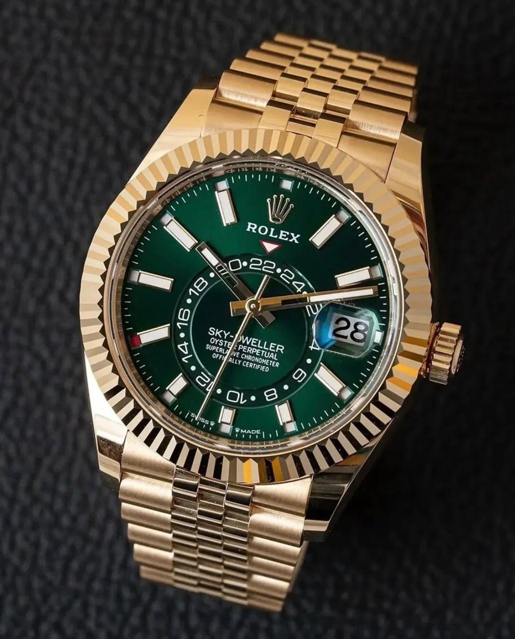 Buy First Copy Rolex Sky-Dweller Green Dial 42mm Automatic Men’s Watch - Master Quality 7A Mirror at Lowest Price Online India