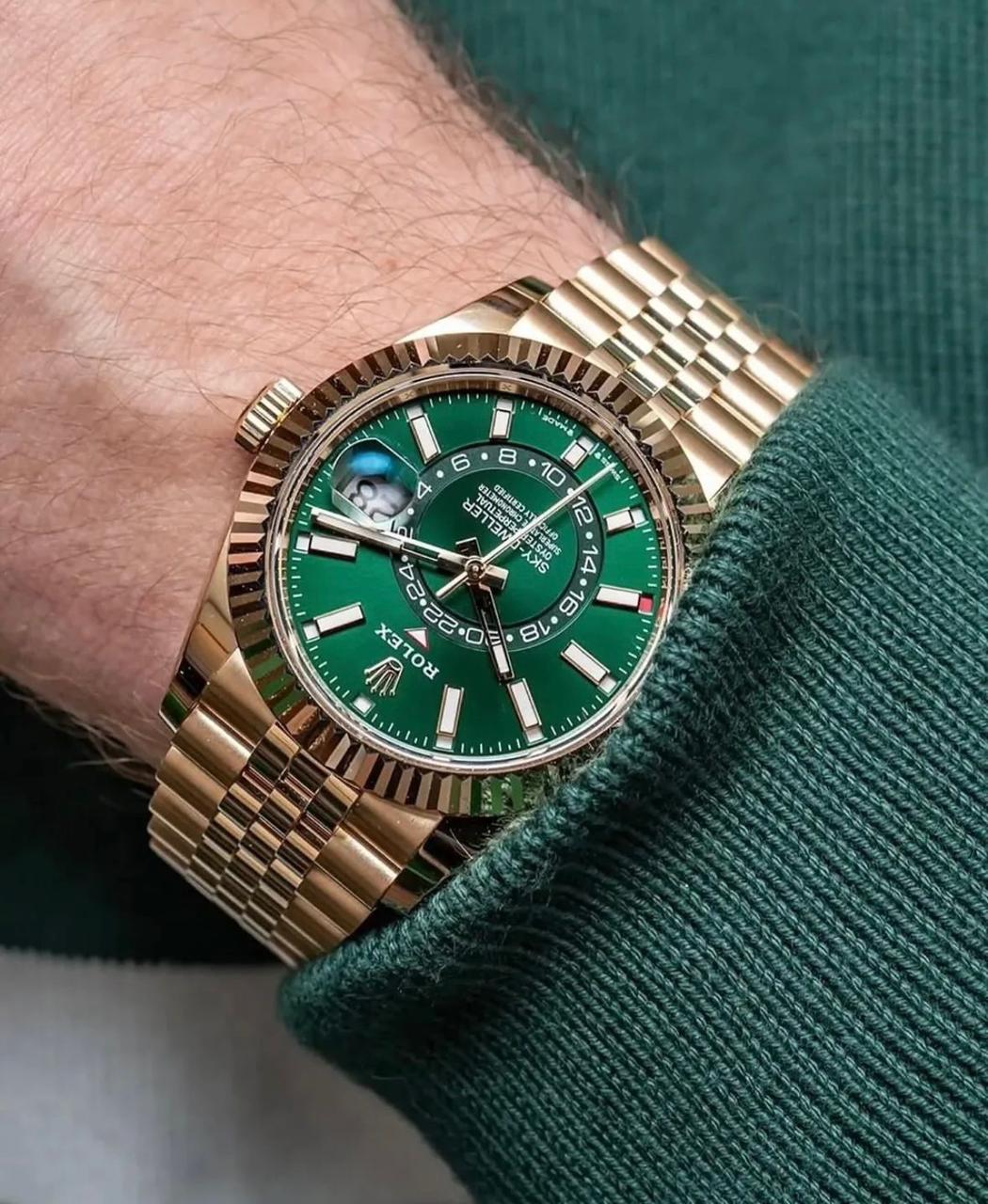 Buy First Copy Rolex Sky-Dweller Green Dial 42mm Automatic Men’s Watch - Master Quality 7A Mirror at Lowest Price Online India