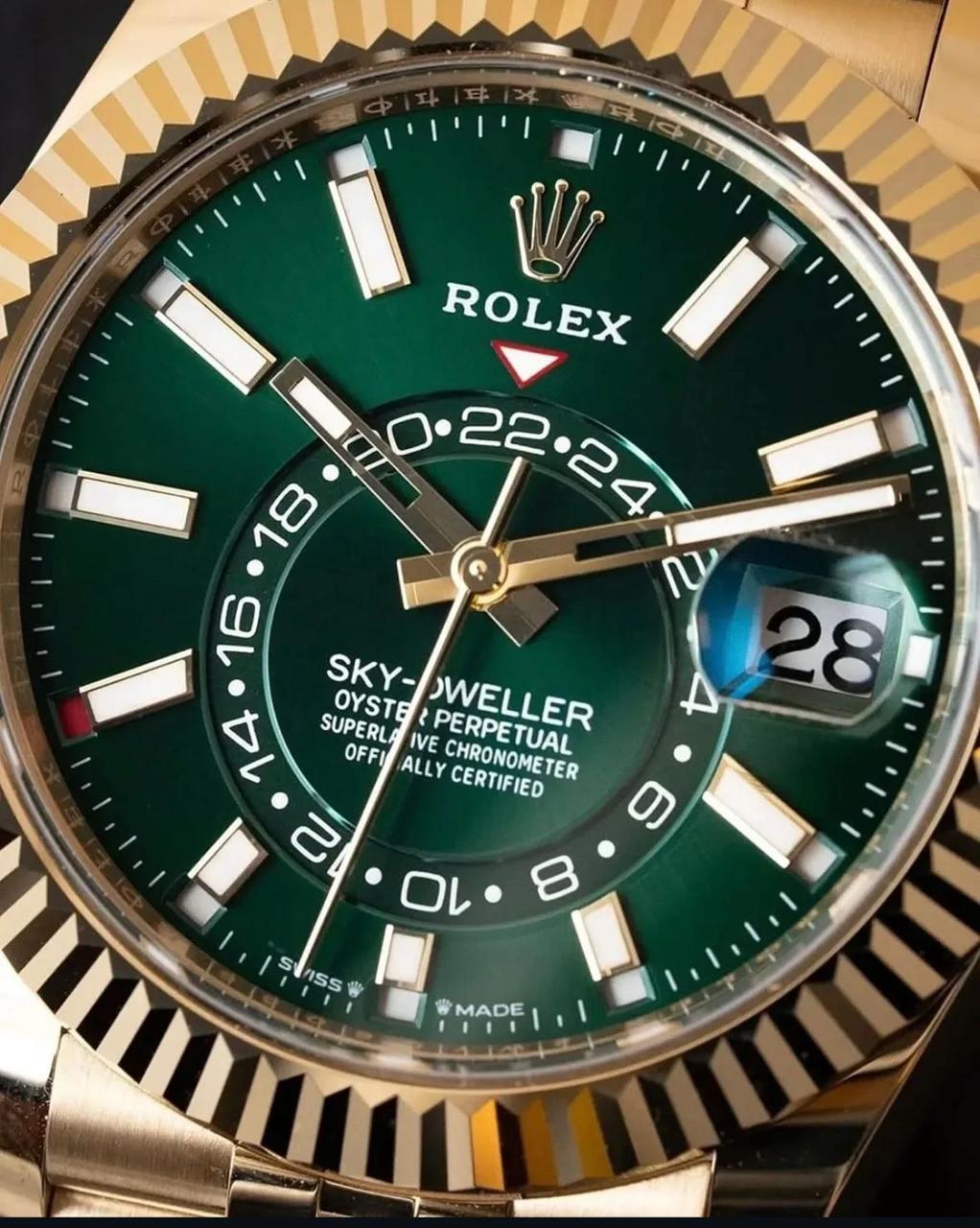 Buy First Copy Rolex Sky-Dweller Green Dial 42mm Automatic Men’s Watch - Master Quality 7A Mirror at Lowest Price Online India