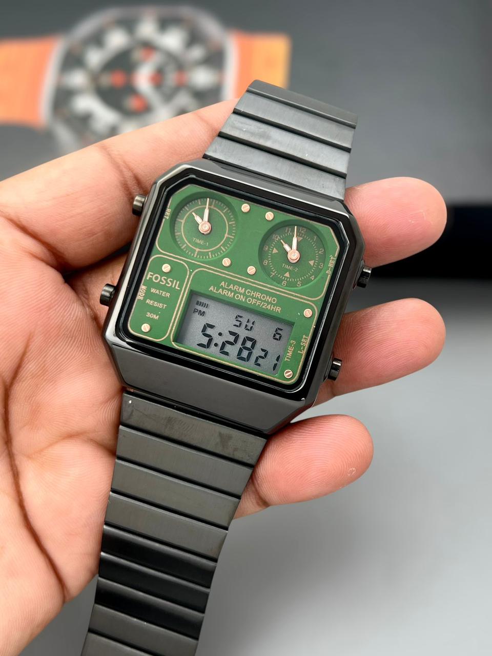 Buy First Copy Fossil Retro Digital Stainless Steel Two tone Chronograph 42mm Men’s Watch - Master Quality 7A Mirror at Lowest Price Online India