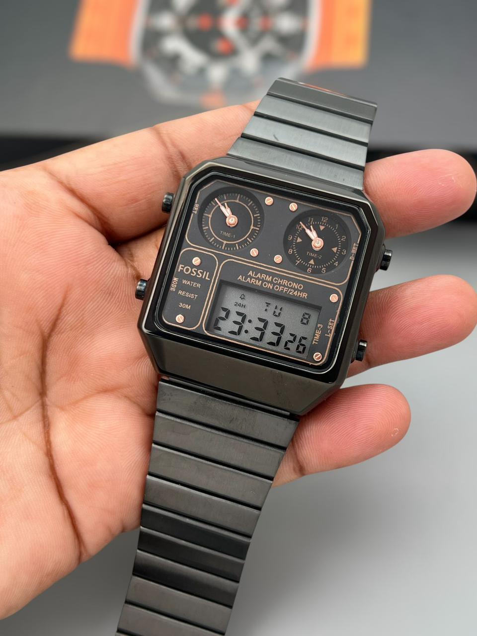 Buy First Copy Fossil Retro Digital Stainless Steel Two tone Chronograph 42mm Men’s Watch - Master Quality 7A Mirror at Lowest Price Online India