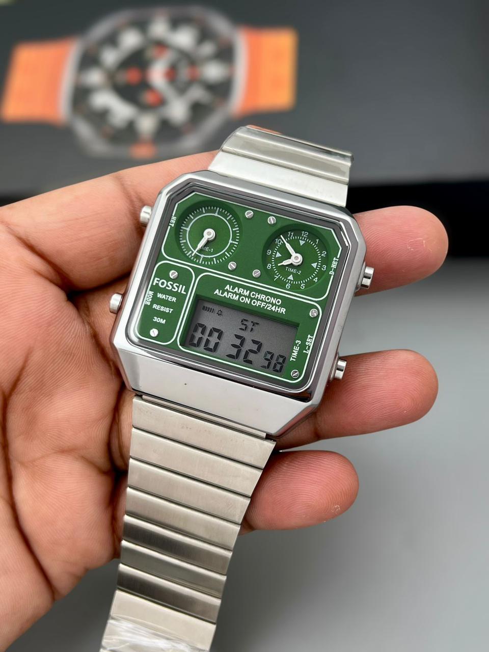 Buy First Copy Fossil Retro Digital Stainless Steel Two tone Chronograph 42mm Men’s Watch - Master Quality 7A Mirror at Lowest Price Online India