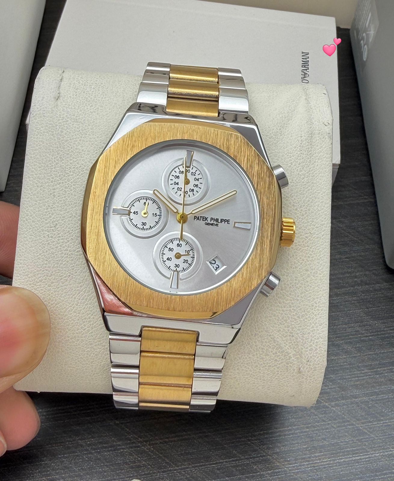 Buy First Copy Patek Philippe Nautilus Two-Tone Silver Stainless Steel Chronograph 40mm Quartz Movement Men’s Watch - Master Quality 7A Mirror at Lowest Price Online India