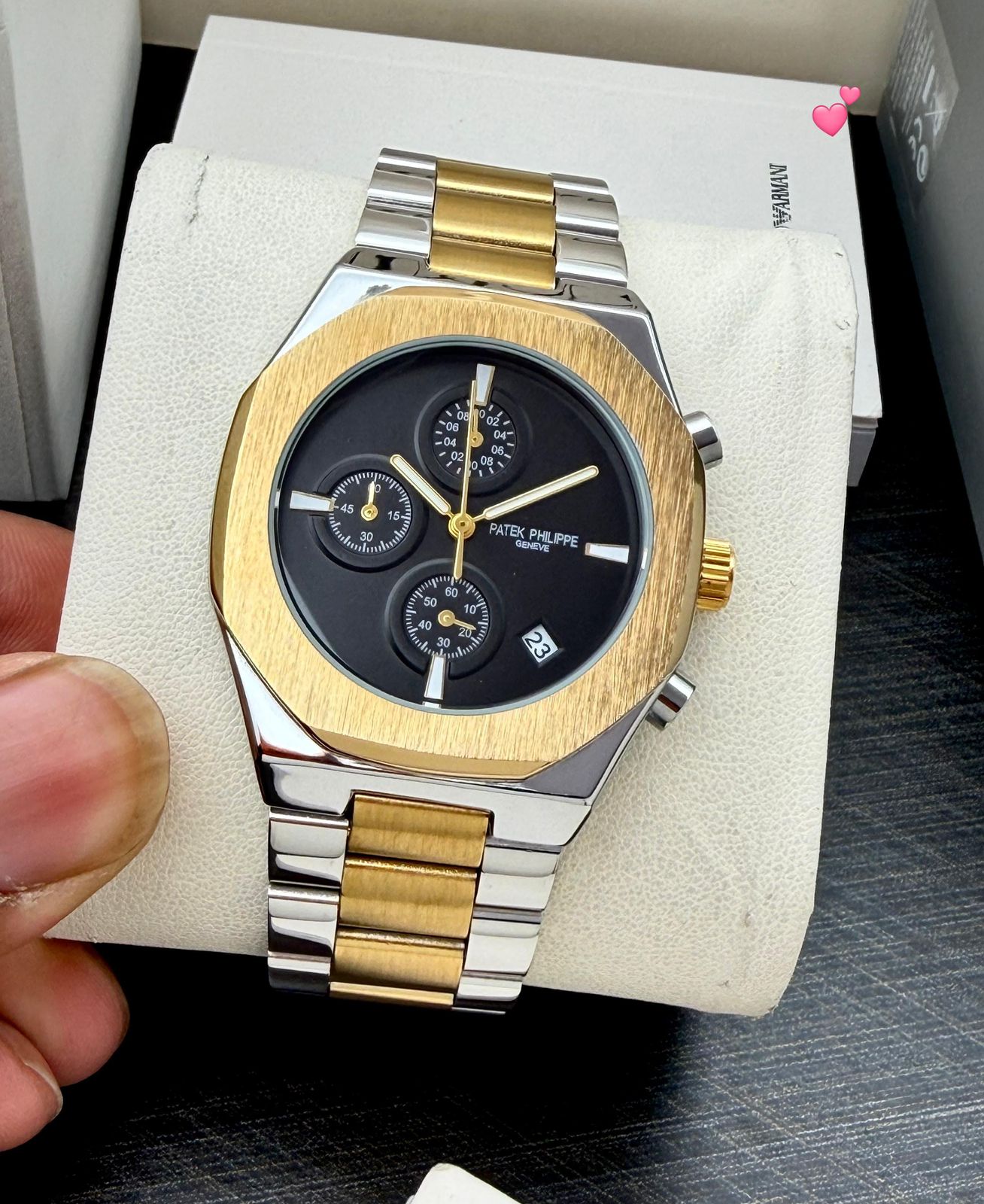 Buy First Copy Patek Philippe Nautilus Two-Tone Silver Stainless Steel Chronograph 40mm Quartz Movement Men’s Watch - Master Quality 7A Mirror at Lowest Price Online India