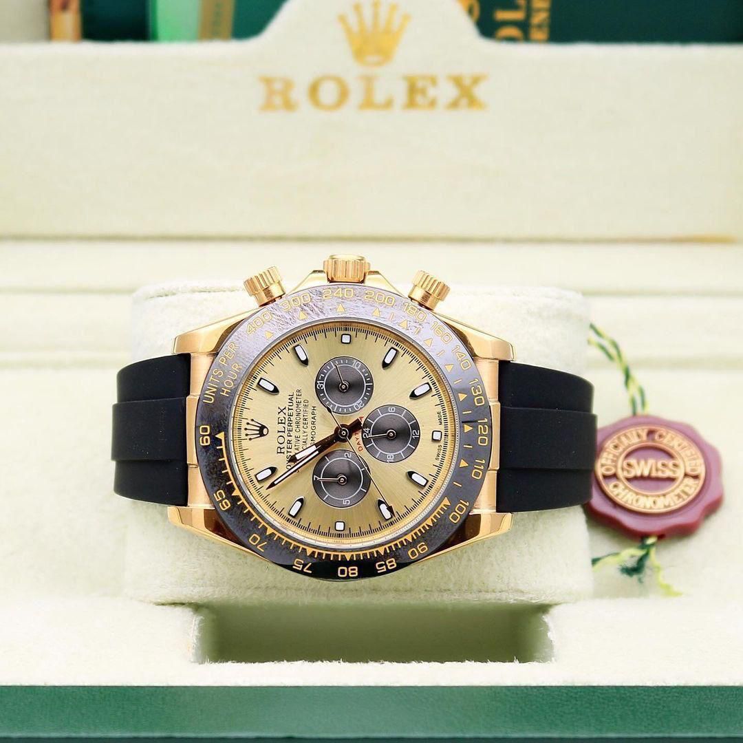 Buy First Copy Rolex Cosmograph Daytona Yellow Gold Black Chronograph 40mm Automatic Men’s Watch - Master Quality 7A Mirror at Lowest Price Online India