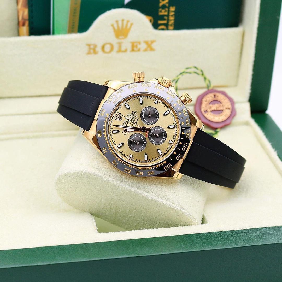 Buy First Copy Rolex Cosmograph Daytona Yellow Gold Black Chronograph 40mm Automatic Men’s Watch - Master Quality 7A Mirror at Lowest Price Online India