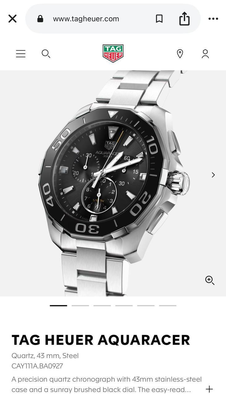 Buy First Copy TAG Heuer Aquaracer 300M Black Dial Stainless Steel Chronograph 42mm Quartz Movement Men’s Watch - Master Quality 7A Mirror at Lowest Price Online India