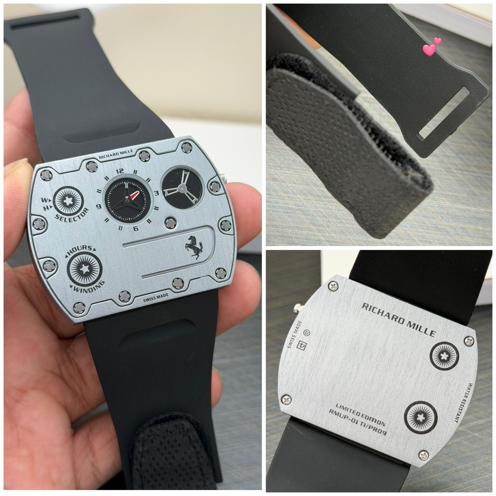 Buy First Copy Richard Mille Rectangular Dual Display Rubber Strap Quartz Movement Men’s Watch - Master Quality 7A Mirror at Lowest Price Online India