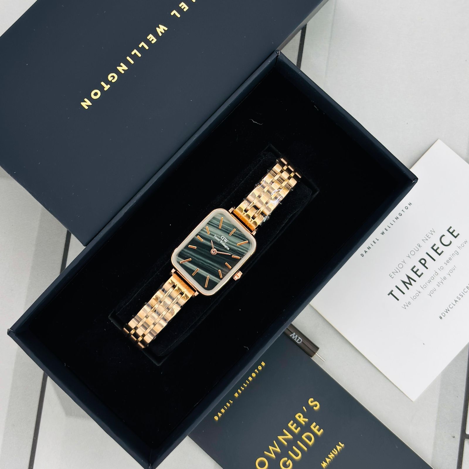 Buy First Copy Daniel Wellington Rectangular Dial Rose Gold Bracelet 22mm Quartz Movement Ladies Watch - Master Quality 7A Mirror at Lowest Price Online India