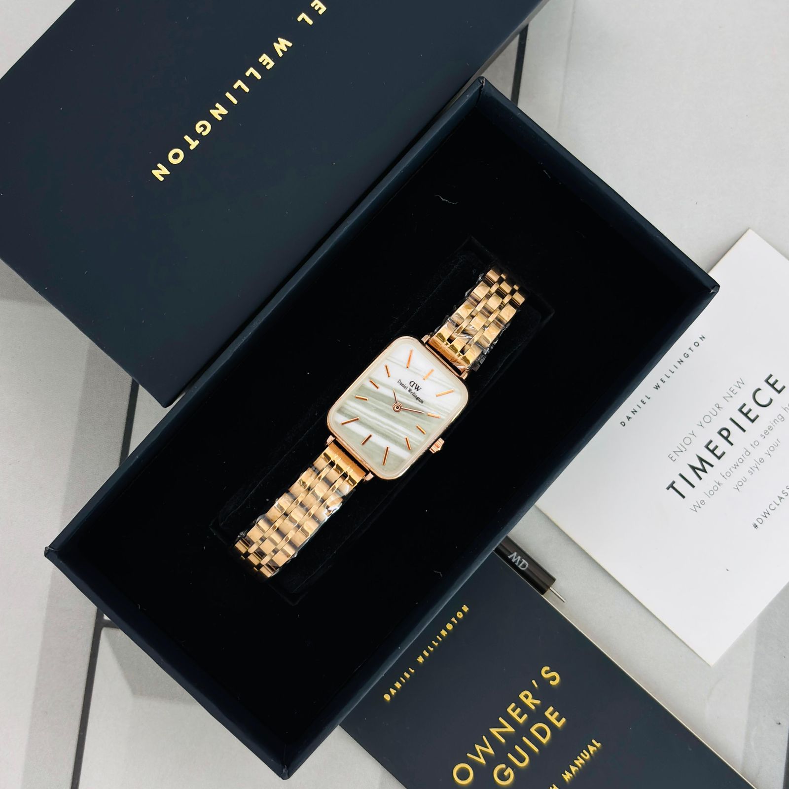 Buy First Copy Daniel Wellington Rectangular Dial Rose Gold Bracelet 22mm Quartz Movement Ladies Watch - Master Quality 7A Mirror at Lowest Price Online India