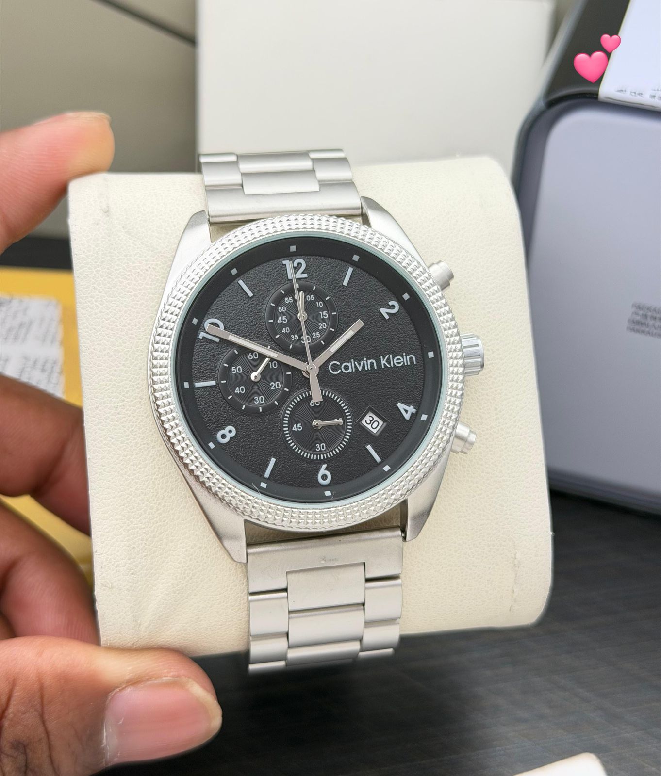 Buy First Copy Calvin Klein Stainless Steel Chronograph 43mm Quartz Movement Men’s Watch - Master Quality 7A Mirror at Lowest Price Online India